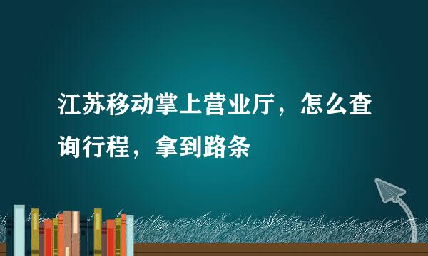 江苏移动掌上营业厅，怎么查询行程，拿到路条