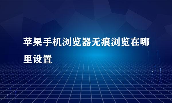 苹果手机浏览器无痕浏览在哪里设置