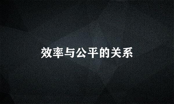 效率与公平的关系