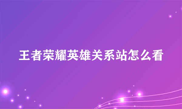 王者荣耀英雄关系站怎么看