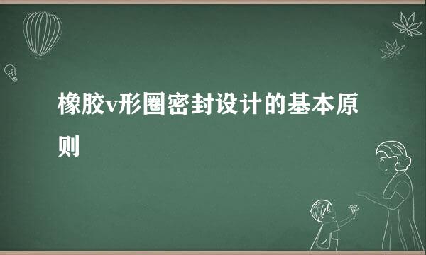 橡胶v形圈密封设计的基本原则