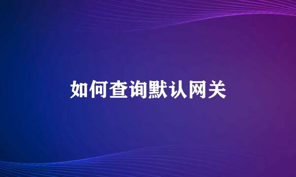 如何查询默认网关