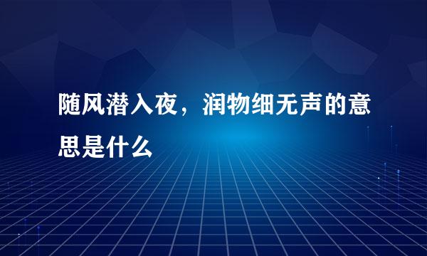 随风潜入夜，润物细无声的意思是什么