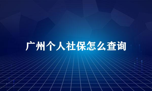 广州个人社保怎么查询