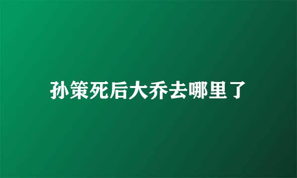 孙策死后大乔去哪里了