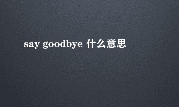 say goodbye 什么意思