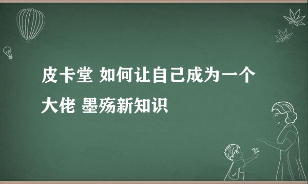 皮卡堂 如何让自己成为一个大佬 墨殇新知识