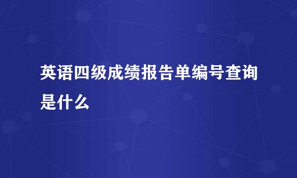 英语四级成绩报告单编号查询是什么