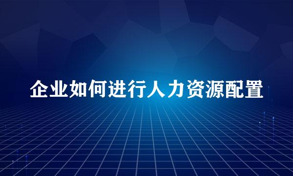 企业如何进行人力资源配置