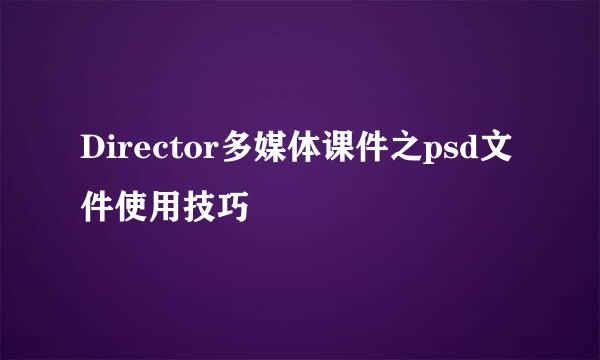 Director多媒体课件之psd文件使用技巧