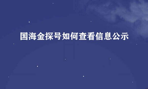 国海金探号如何查看信息公示