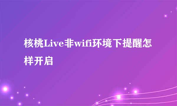 核桃Live非wifi环境下提醒怎样开启