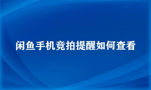 闲鱼手机竞拍提醒如何查看