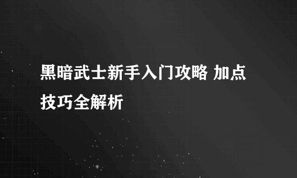 黑暗武士新手入门攻略 加点技巧全解析