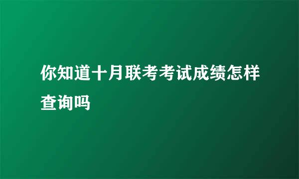 你知道十月联考考试成绩怎样查询吗