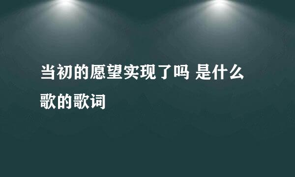 当初的愿望实现了吗 是什么歌的歌词