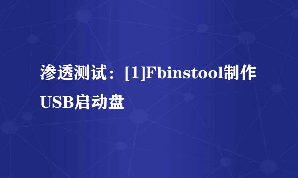 渗透测试：[1]Fbinstool制作USB启动盘