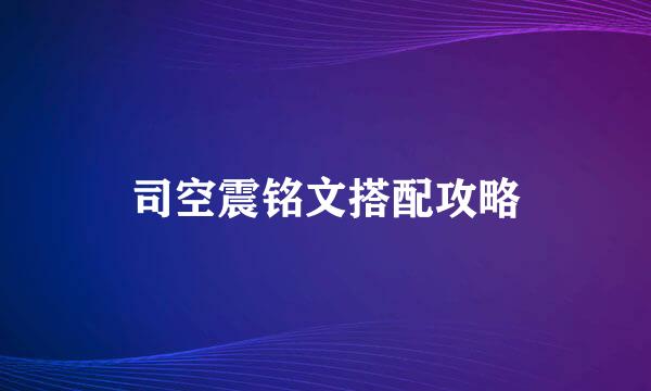 司空震铭文搭配攻略