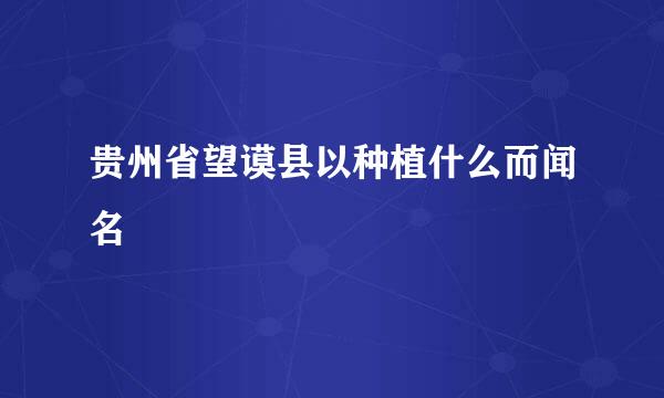 贵州省望谟县以种植什么而闻名