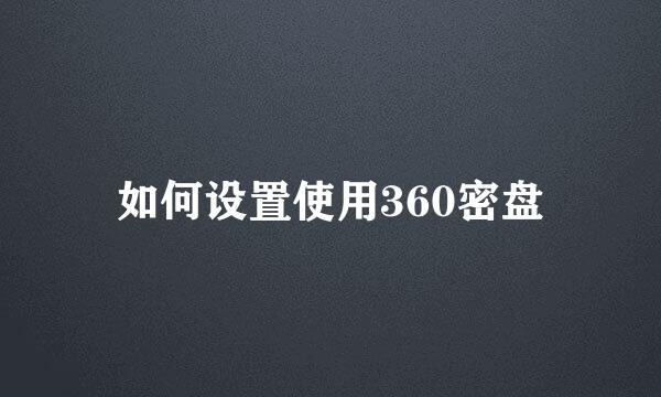 如何设置使用360密盘