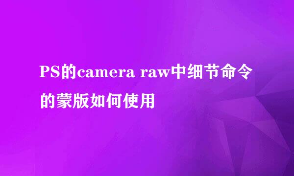 PS的camera raw中细节命令的蒙版如何使用