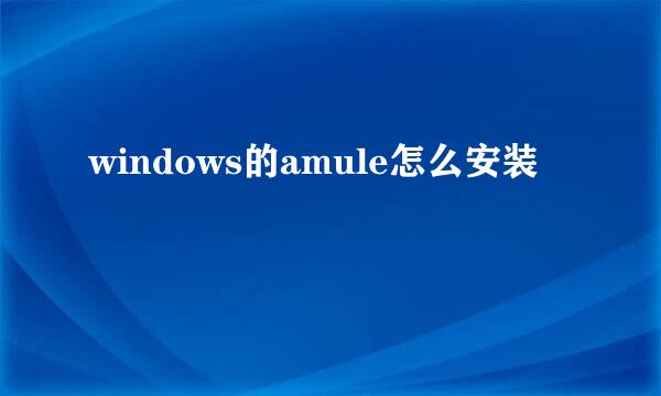 windows的amule怎么安装