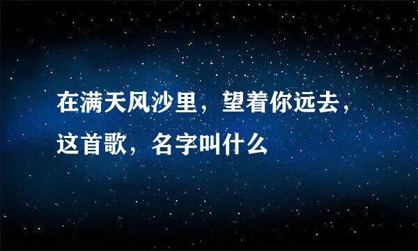 在满天风沙里，望着你远去，这首歌，名字叫什么