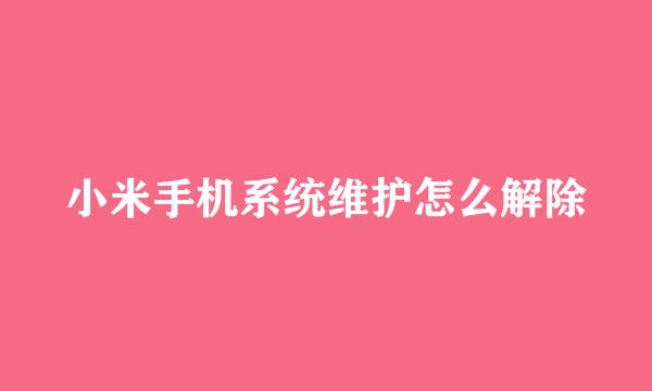 小米手机系统维护怎么解除