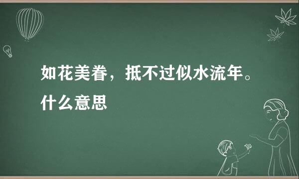 如花美眷，抵不过似水流年。什么意思