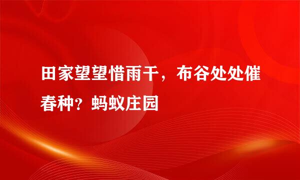 田家望望惜雨干，布谷处处催春种？蚂蚁庄园