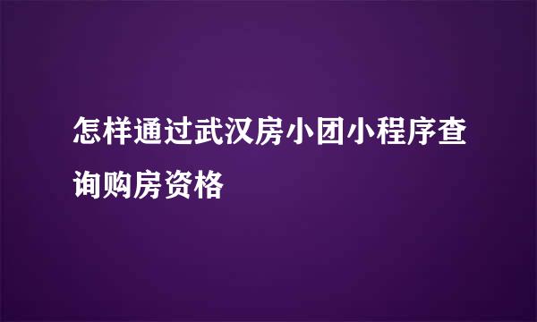 怎样通过武汉房小团小程序查询购房资格