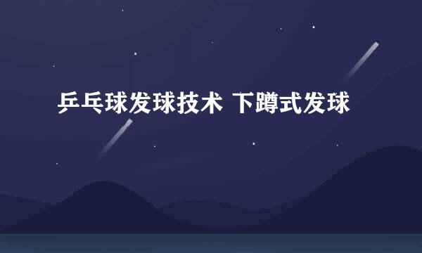 乒乓球发球技术 下蹲式发球