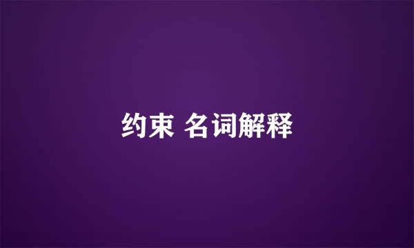 约束 名词解释