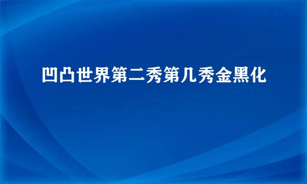 凹凸世界第二秀第几秀金黑化