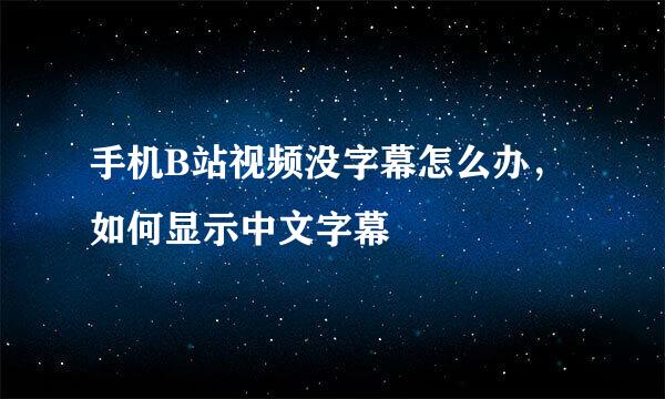 手机B站视频没字幕怎么办，如何显示中文字幕