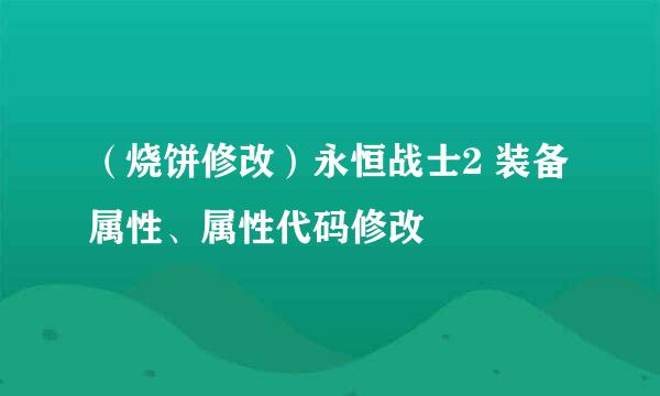 （烧饼修改）永恒战士2 装备属性、属性代码修改