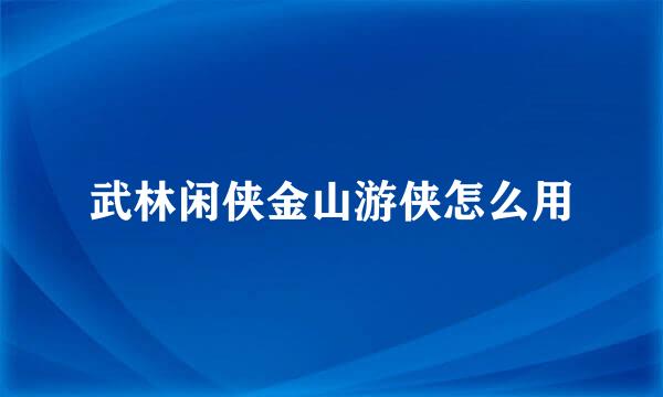 武林闲侠金山游侠怎么用