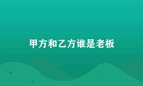 甲方和乙方谁是老板