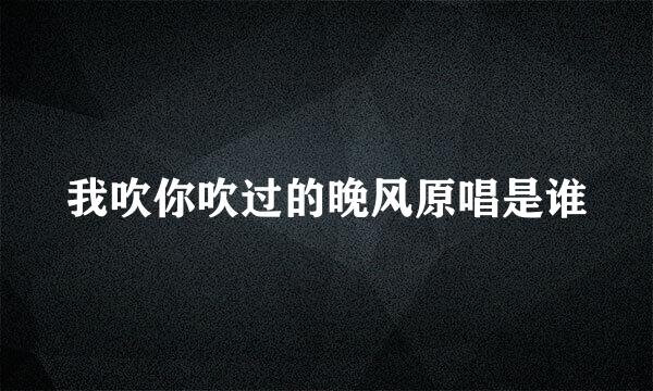 我吹你吹过的晚风原唱是谁