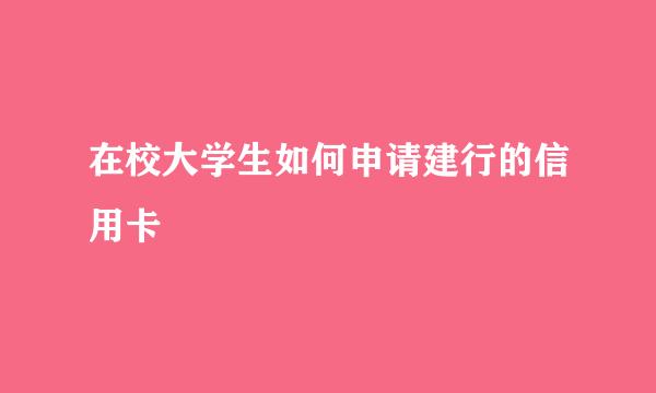 在校大学生如何申请建行的信用卡