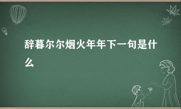 辞暮尔尔烟火年年下一句是什么