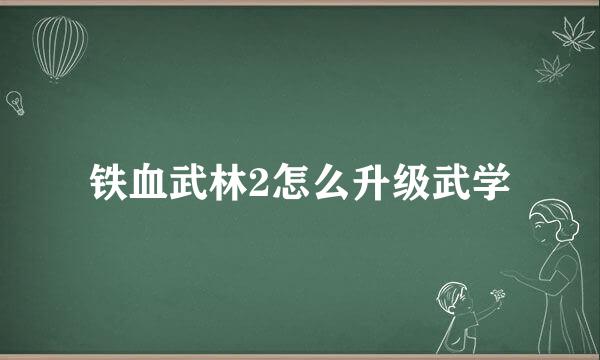 铁血武林2怎么升级武学