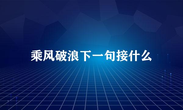 乘风破浪下一句接什么