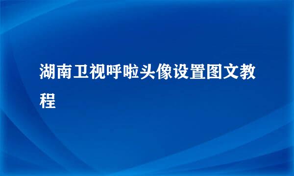 湖南卫视呼啦头像设置图文教程