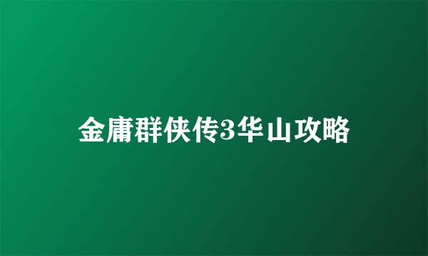 金庸群侠传3华山攻略