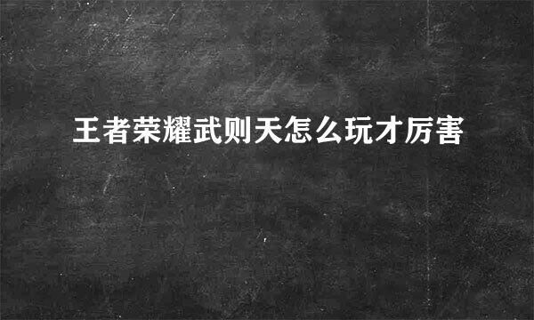 王者荣耀武则天怎么玩才厉害