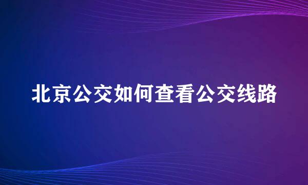 北京公交如何查看公交线路