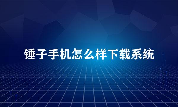 锤子手机怎么样下载系统