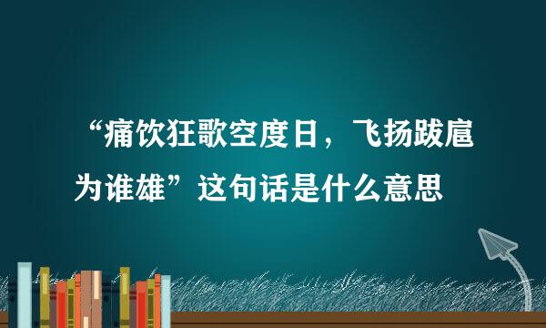 “痛饮狂歌空度日，飞扬跋扈为谁雄”这句话是什么意思