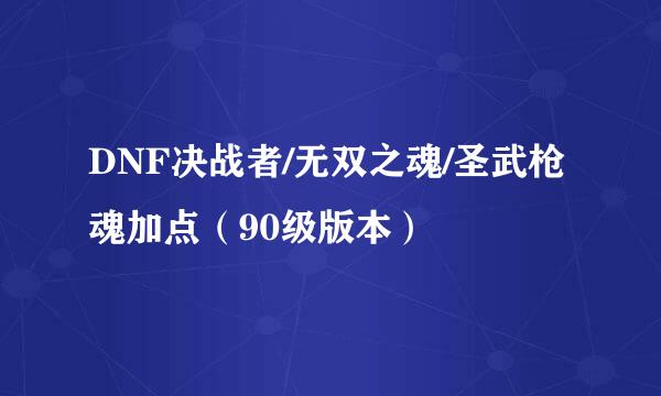 DNF决战者/无双之魂/圣武枪魂加点（90级版本）